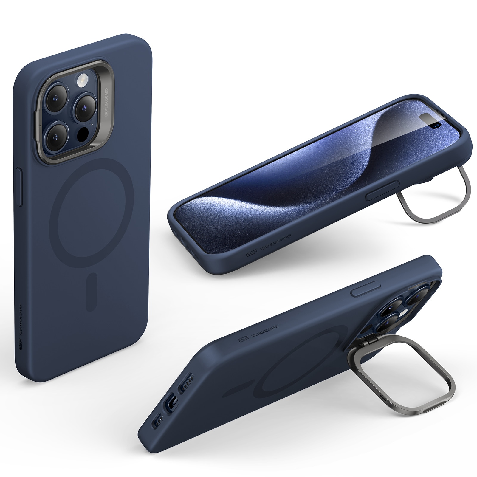 ESR iPhone 15 Pro Max Cloud Kickstand HaloLock MagSafe Case Dark Blue