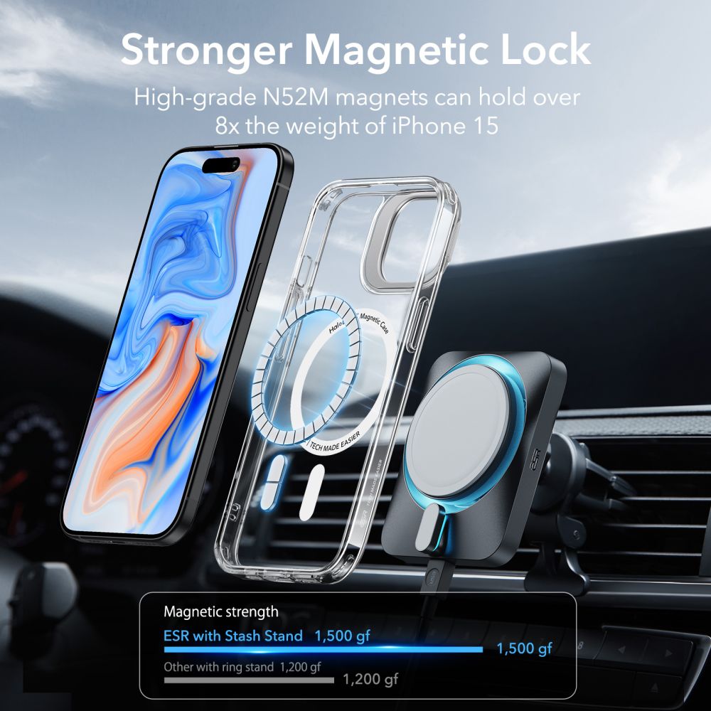 iPhone 15 Classic Kickstand Halolock MagSafe Clear