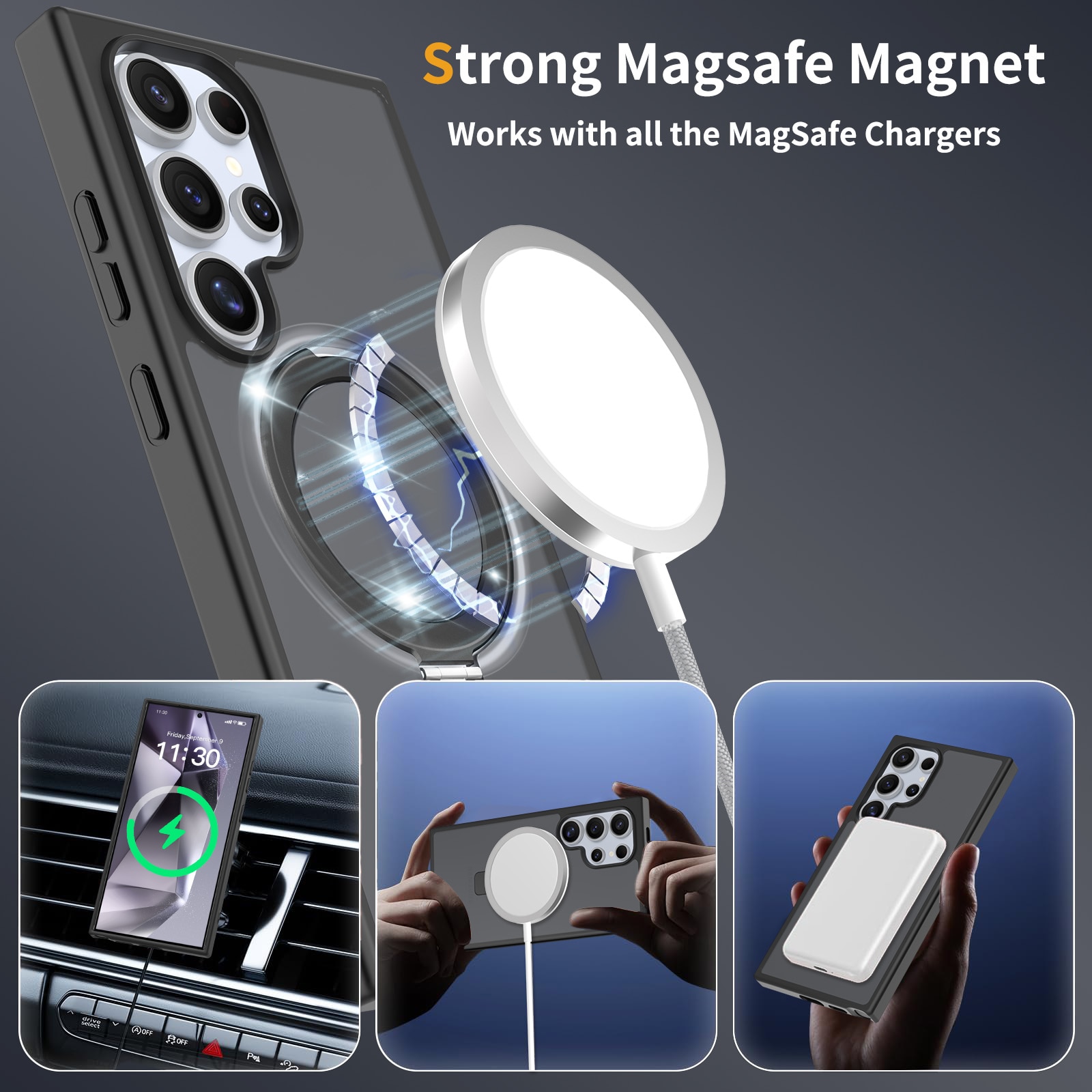 Samsung Galaxy S24 Ultra Hybrid Case Magnetic Ring Black