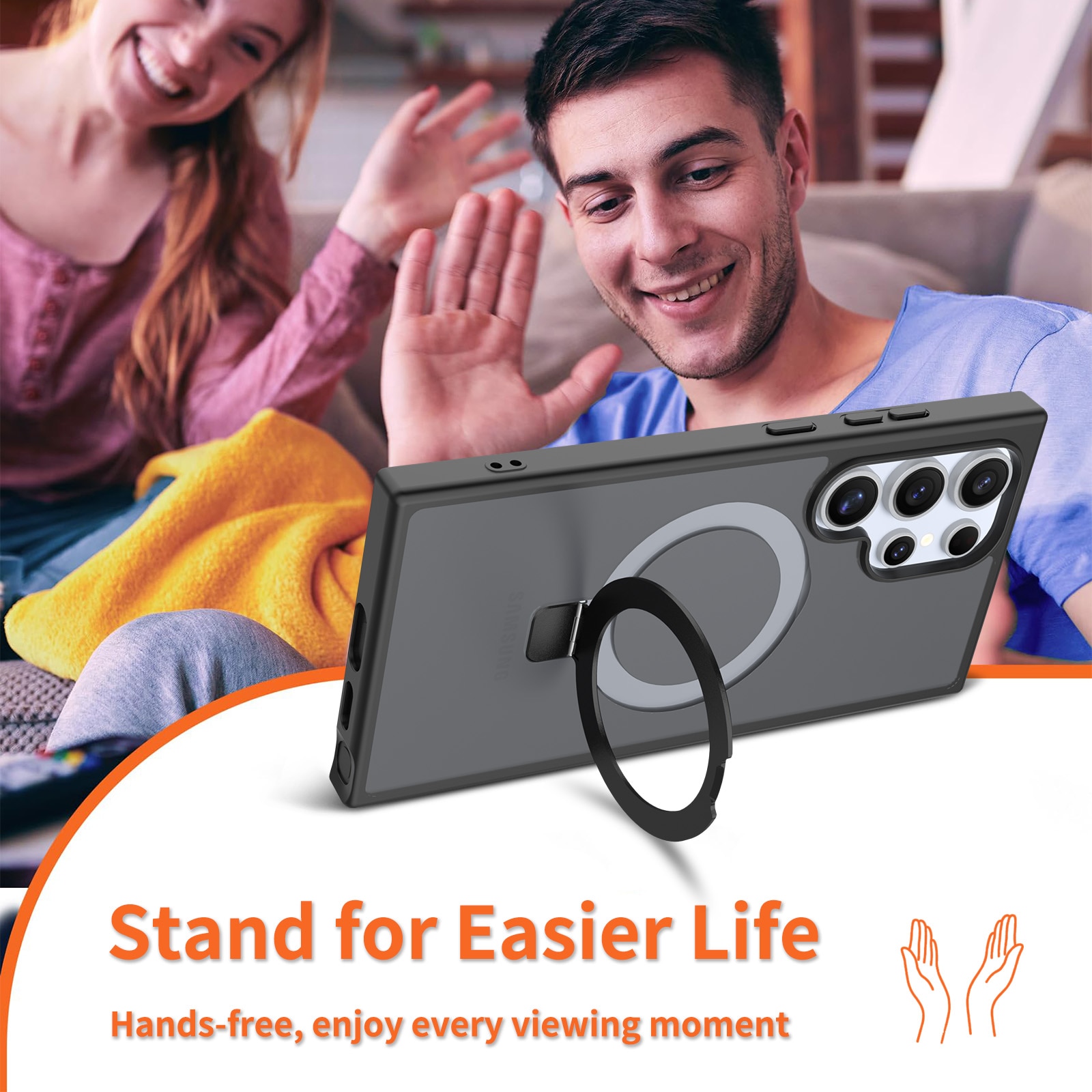 Samsung Galaxy S24 Ultra Hybrid Case Magnetic Ring Black