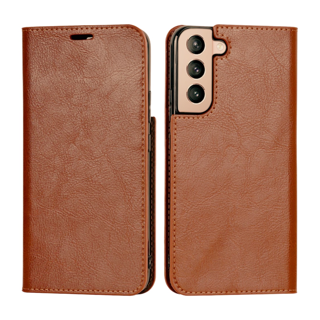 Samsung Galaxy S22 Genuine Leather Wallet Case Brown