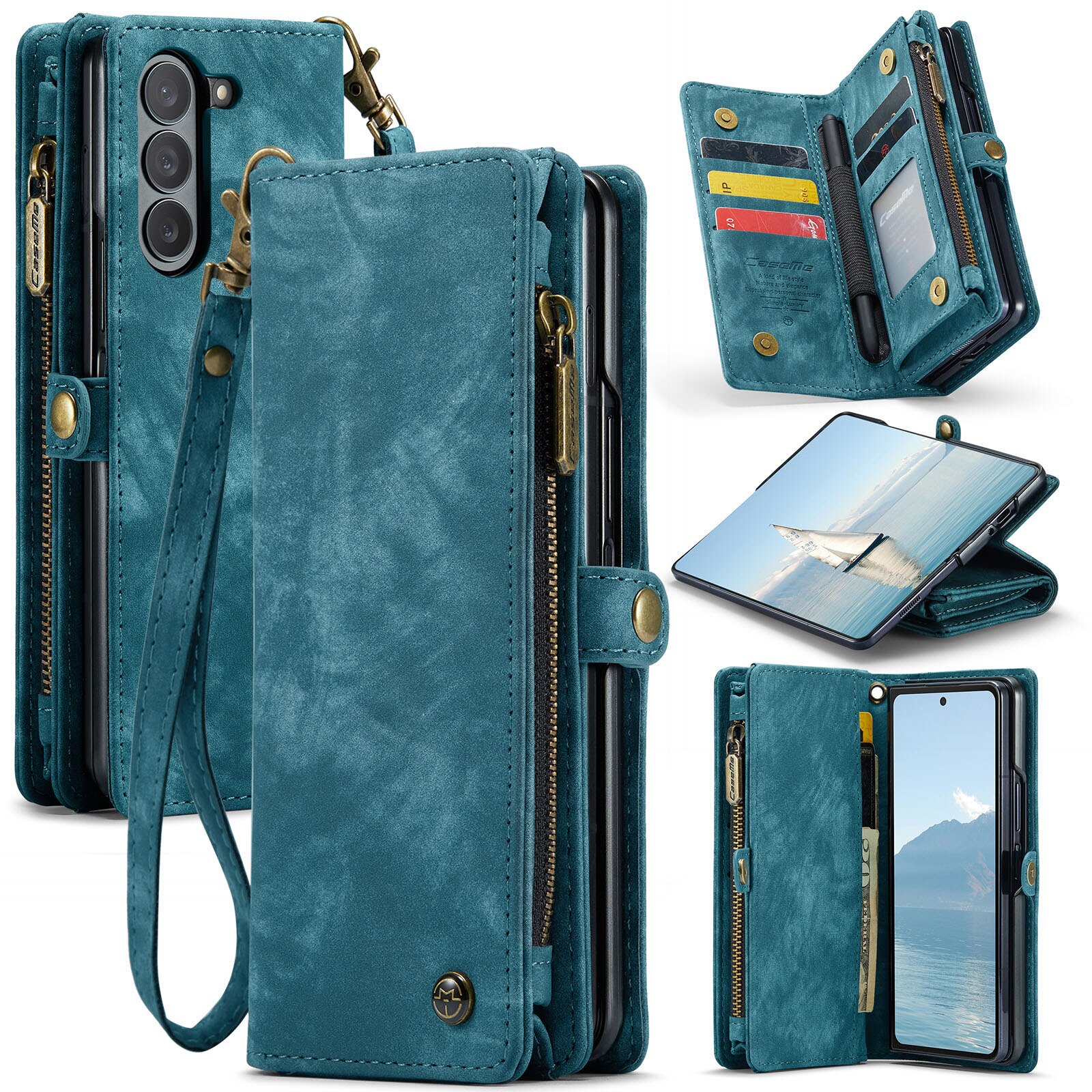 Samsung Galaxy Z Fold 6 Multi-slot Wallet Case Blue
