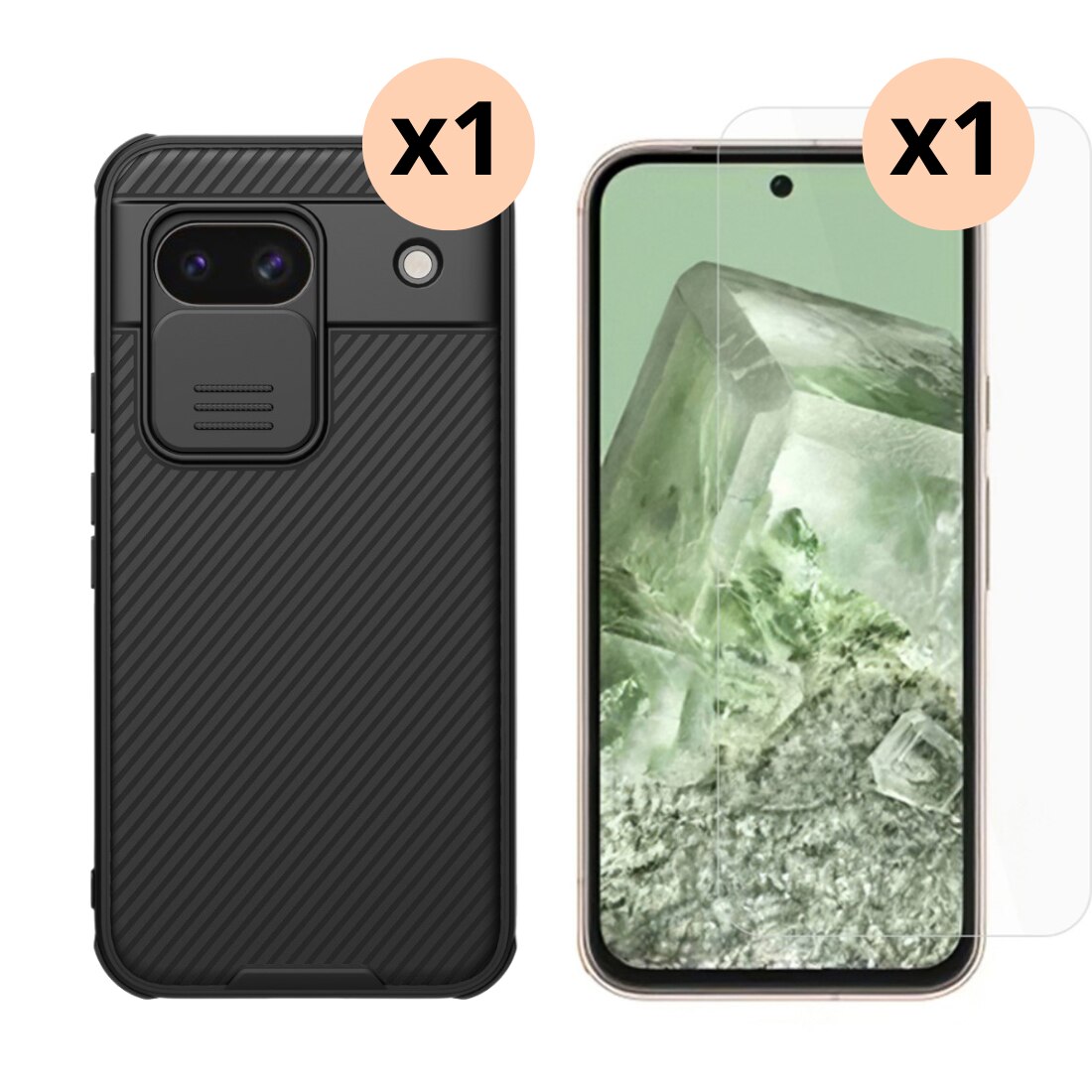 Google Pixel 8a Kit w. CamShield Case and Screen Protector