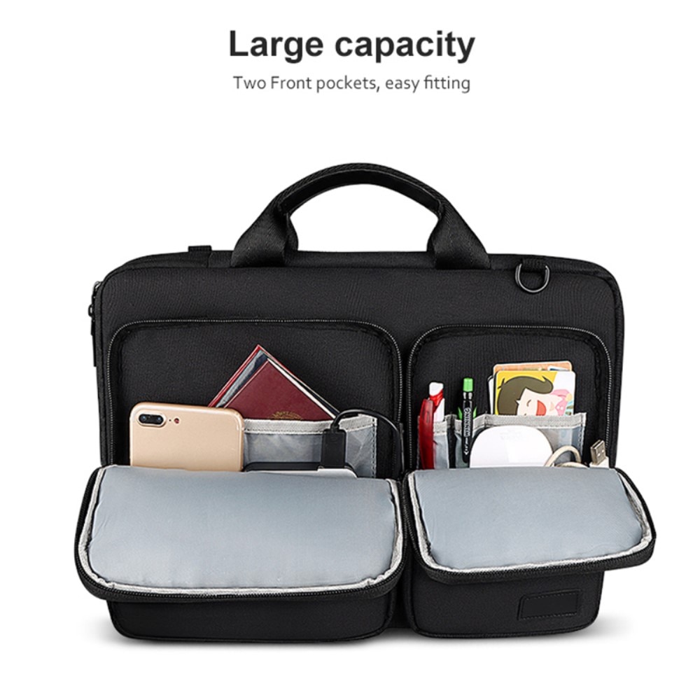 Laptop bag with shoulder strap and storage 16" Black