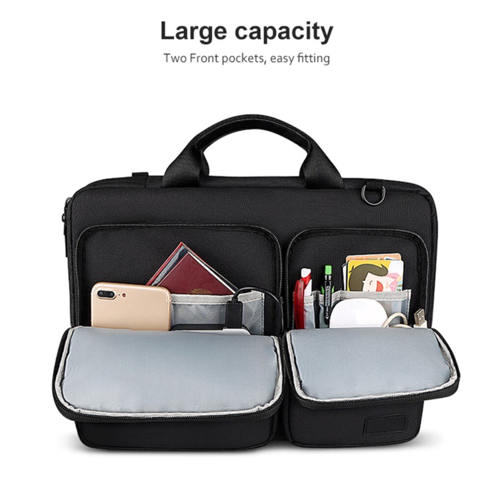 Laptop bag with shoulder strap and storage 13,3" Black