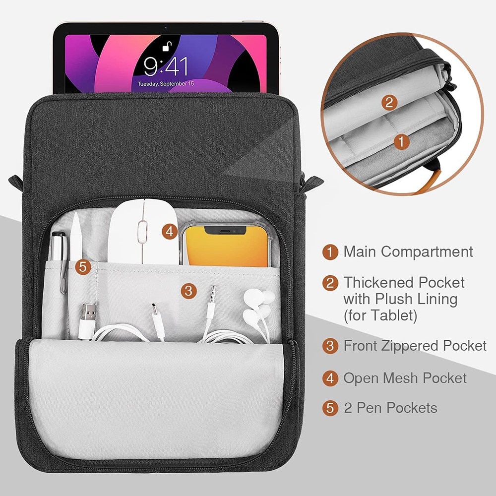 Tablet bag with shoulder strap up to 11" Light Grey