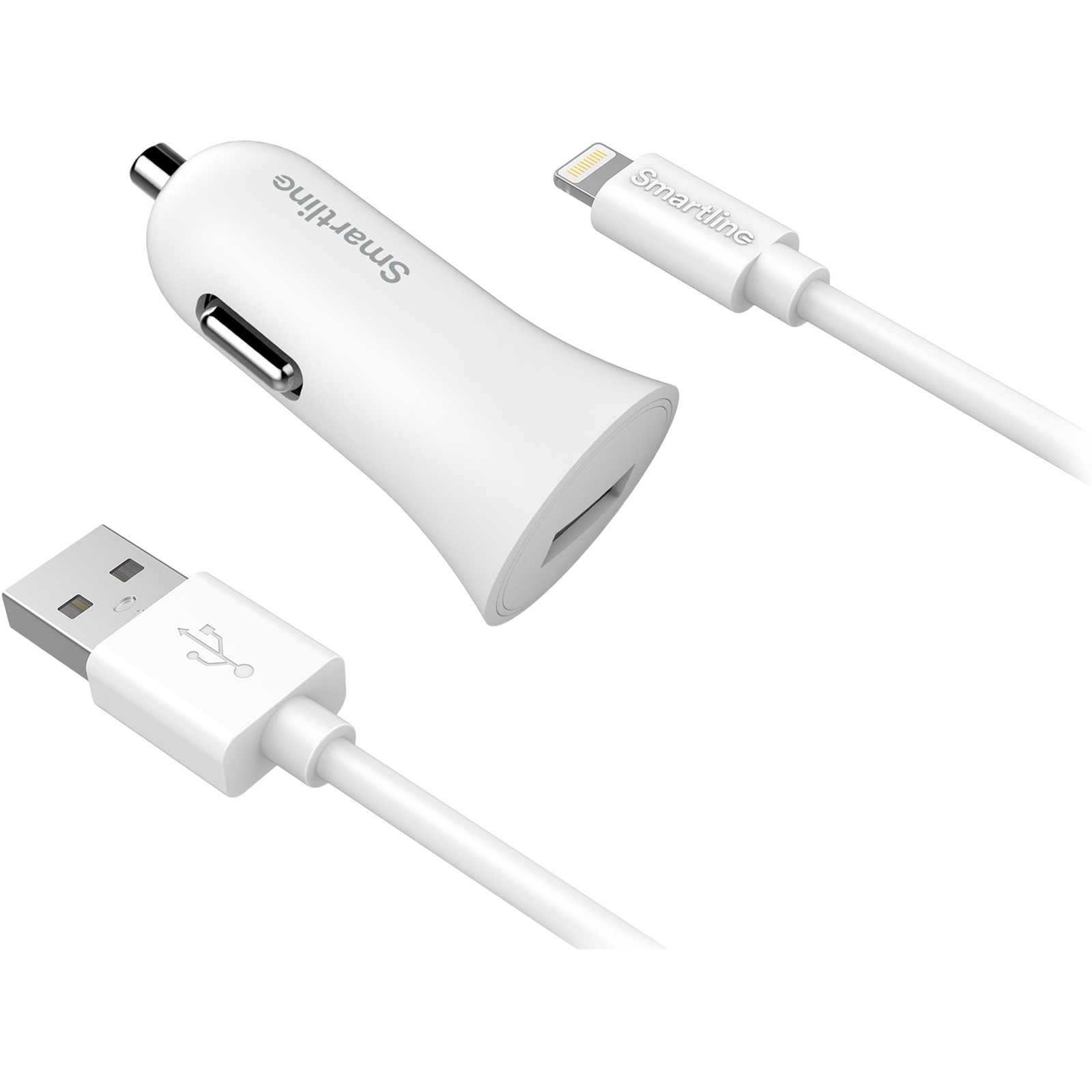 Car Charger and USB-A to USB-C Cable 1 meter White