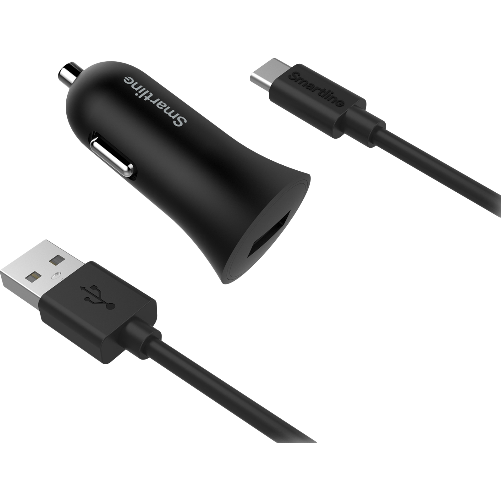 Car Charger and USB-A to USB-C Cable 1 meter Black