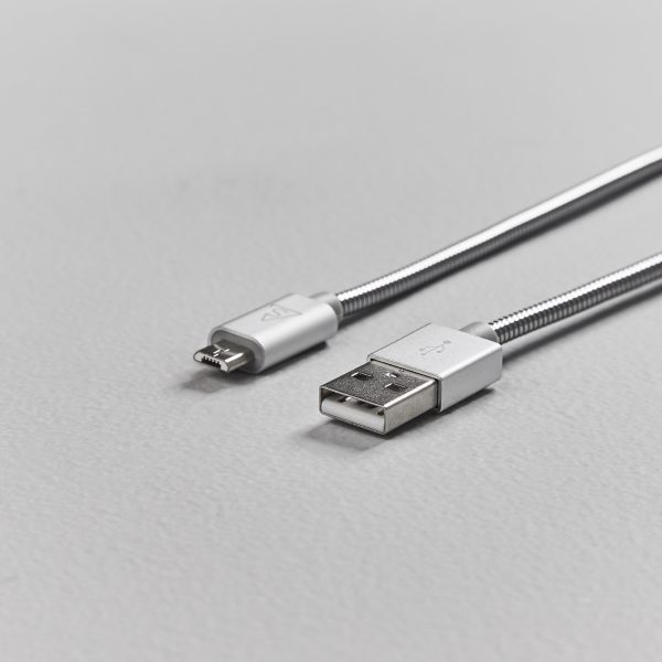 USB-A to MicroUSB Cable 1 meter Metallic Silver
