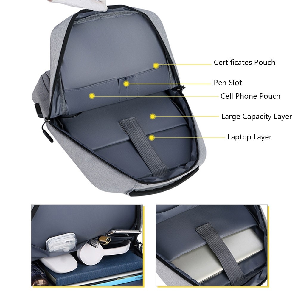 Water-resistant Nylon Backpack for Laptops up to 16 inches, Grey