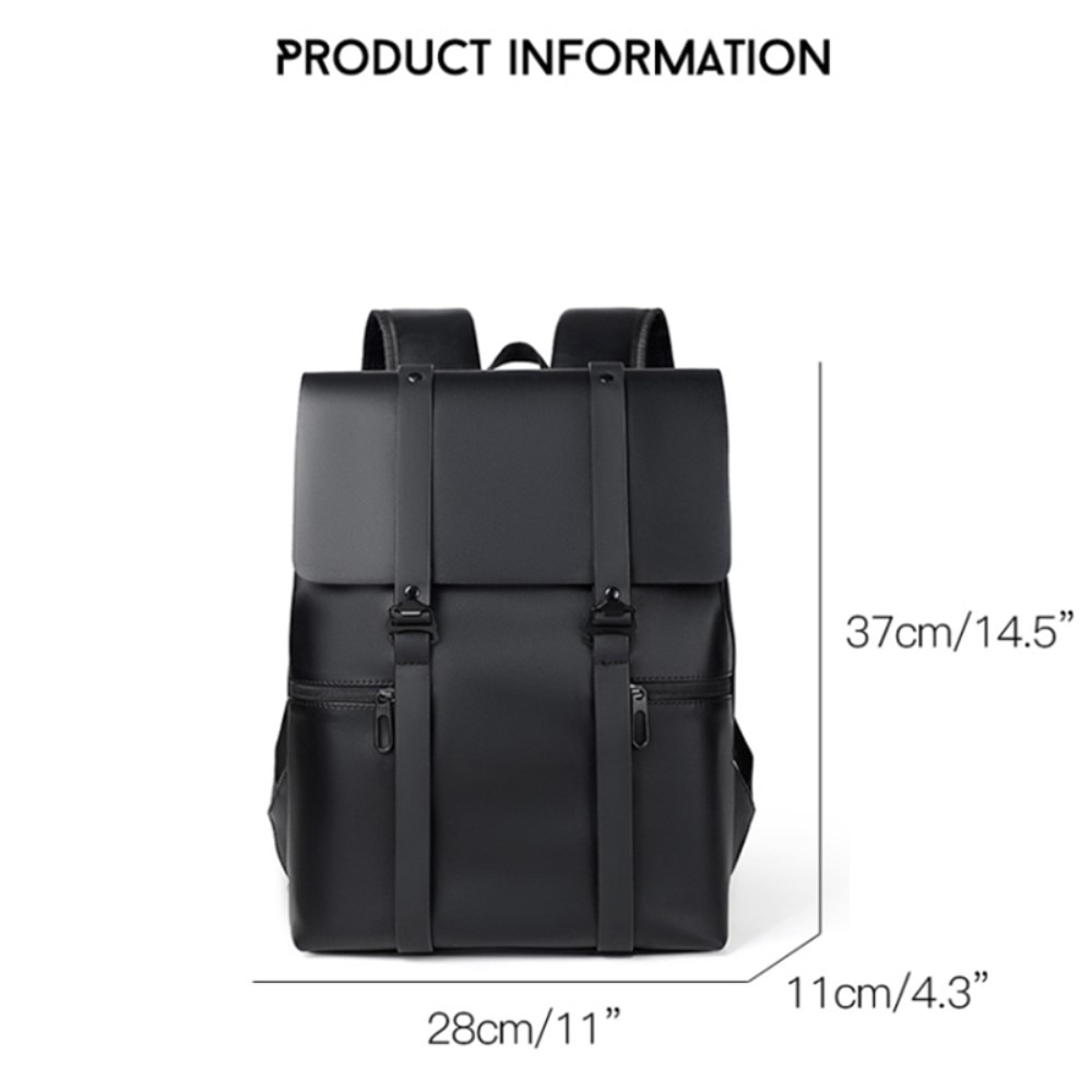 Water-resistant Backpack with Dual Buckles, Black