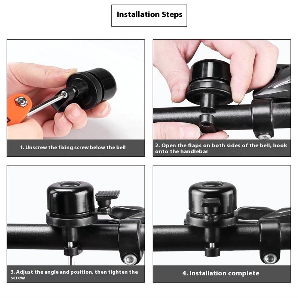 Bicycle Bell with Apple AirTag Holder Black