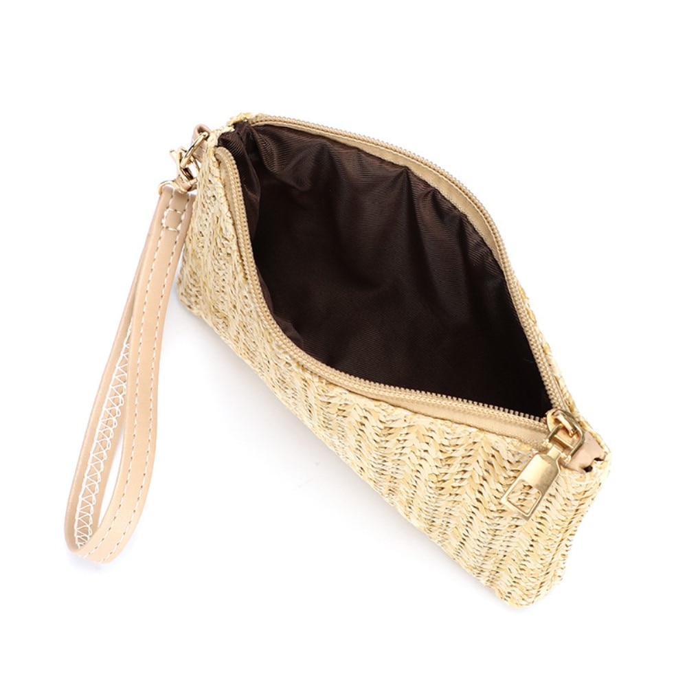 Braided Clutch Wristlet Bag Beige