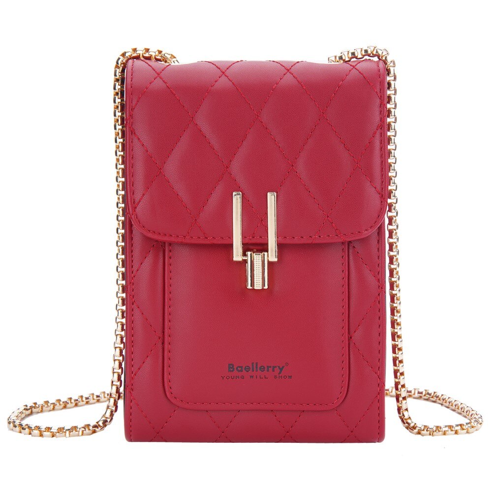 Quilted Crossbody Mini Wallet Red