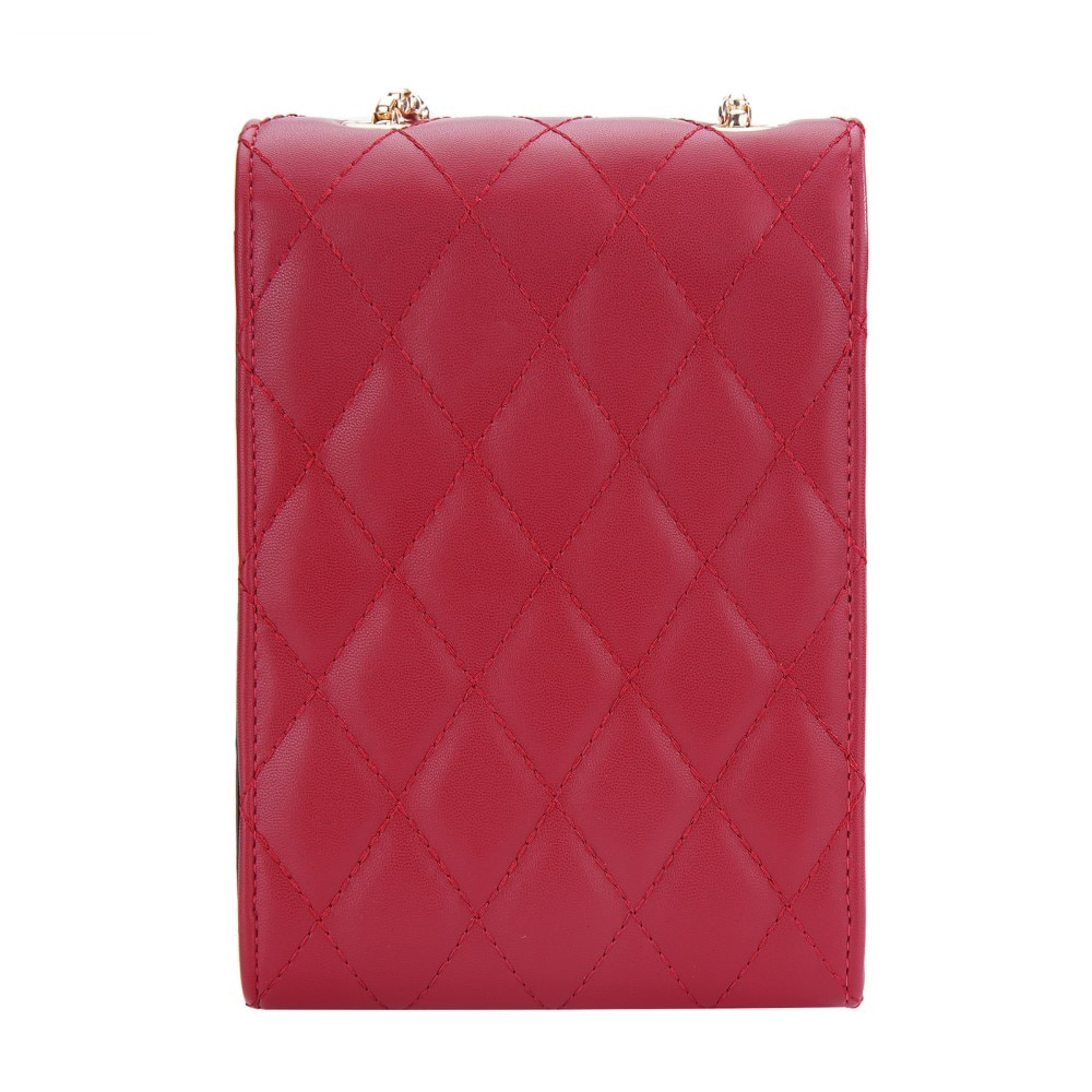 Quilted Crossbody Mini Wallet Red