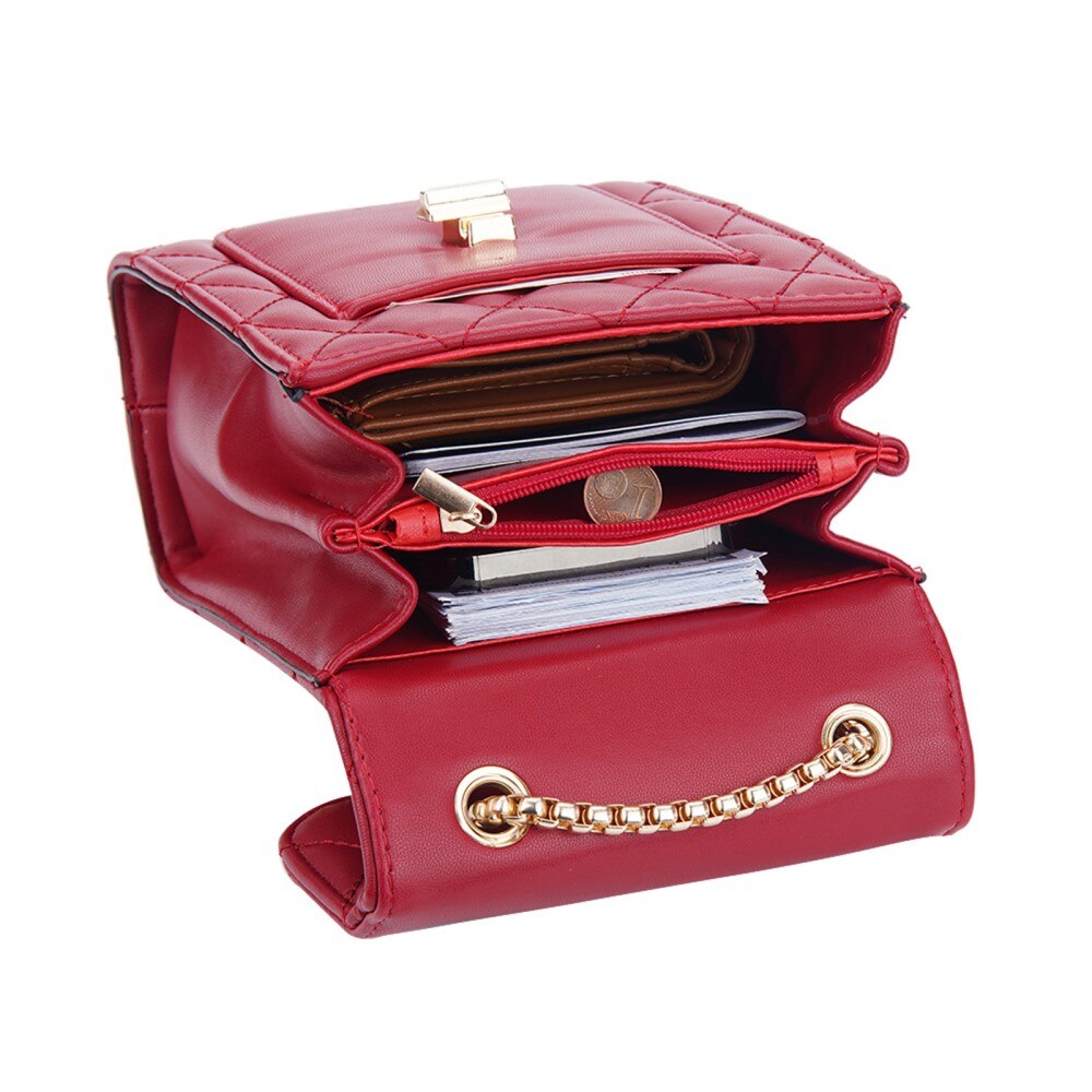 Quilted Crossbody Mini Wallet Red