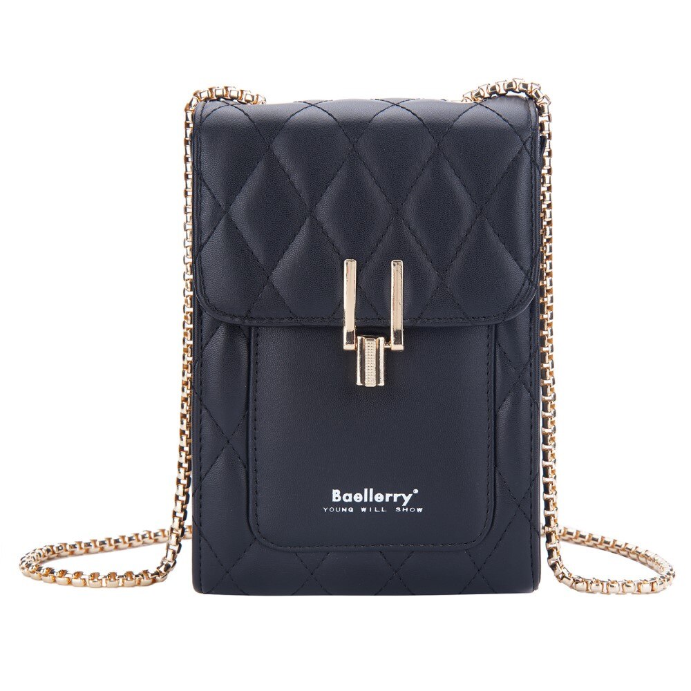 Quilted Crossbody Mini Wallet Black