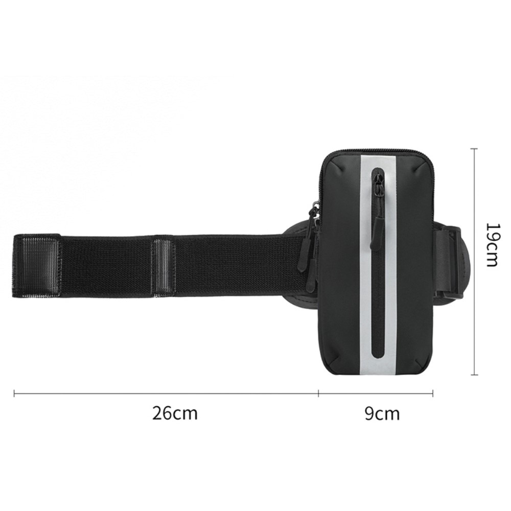 Water-resistant Universal Sports Armband with Reflective Strip Black