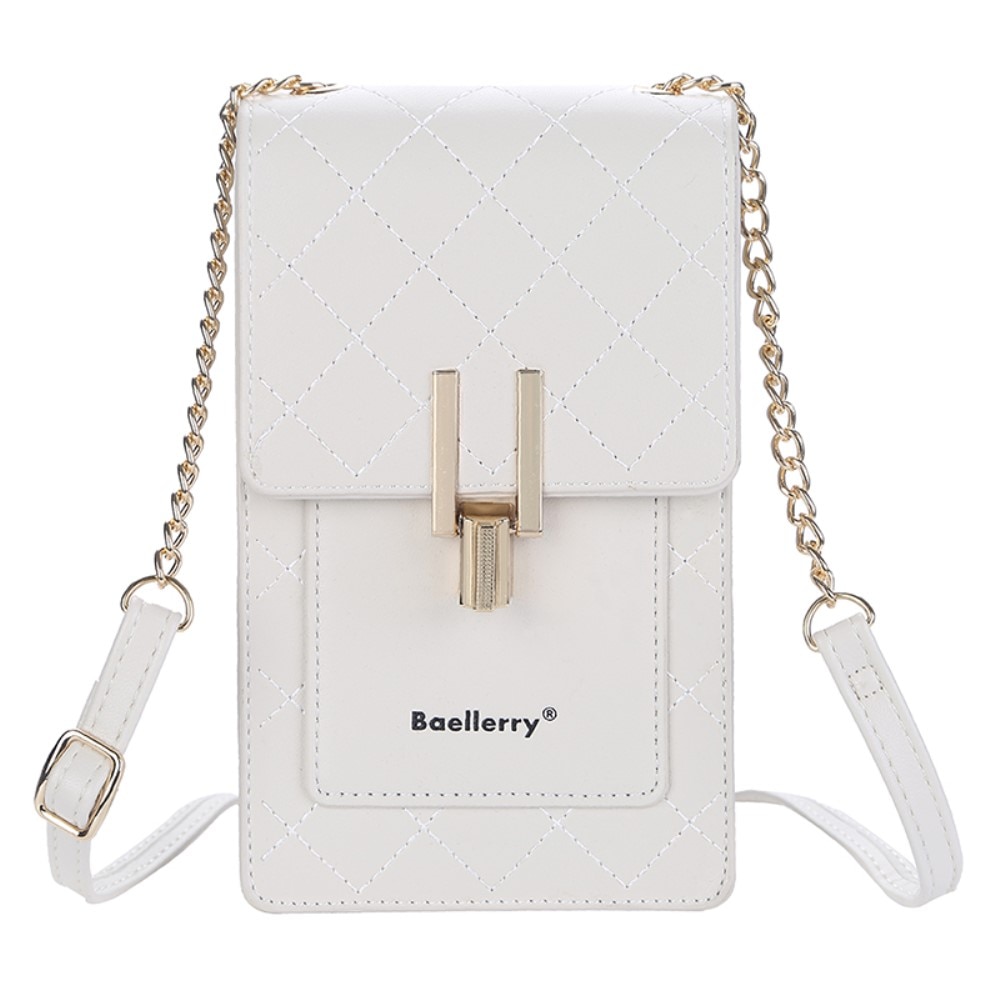 Quilted Crossbody Mini Wallet White