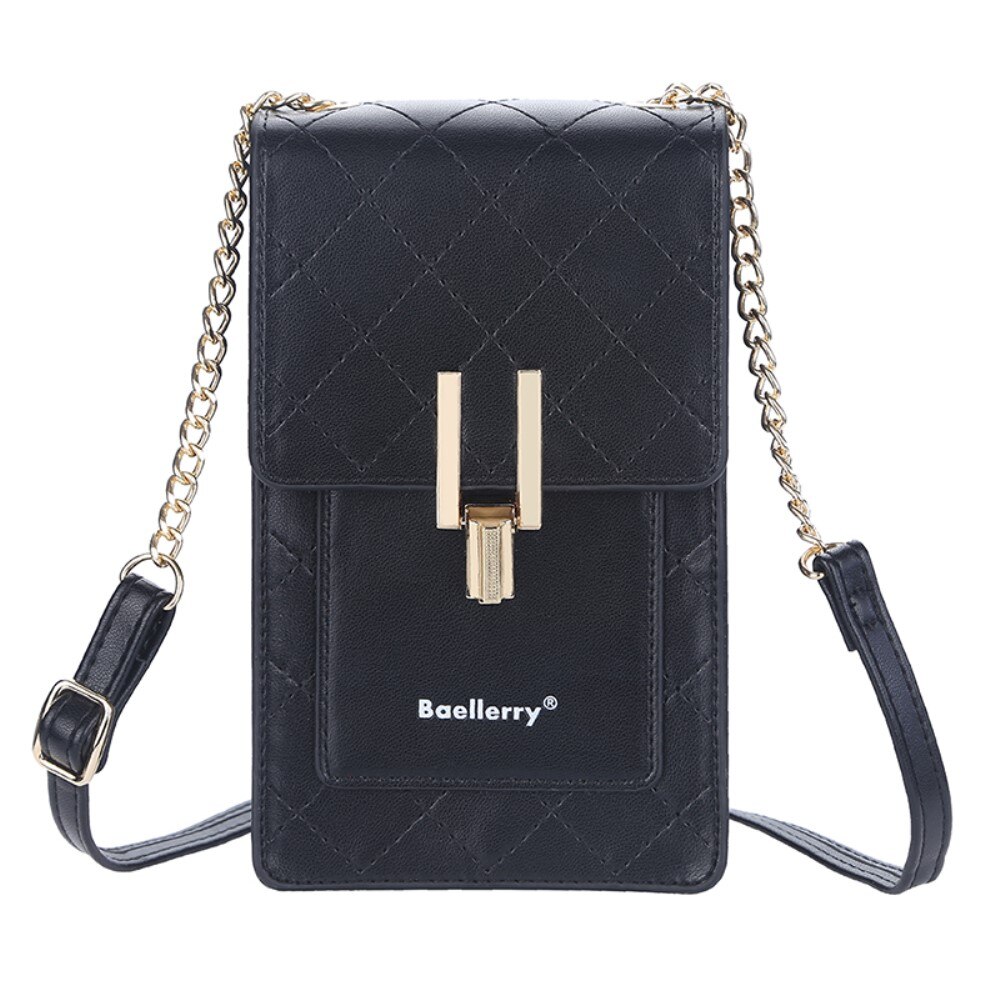 Quilted Crossbody Mini Wallet Black