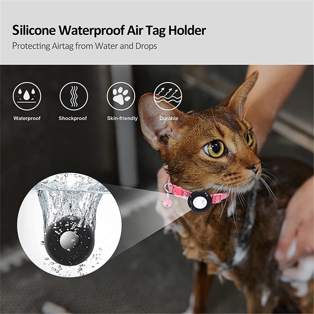 Apple AirTag Cat Collar with Reflective Paw Print  Pink