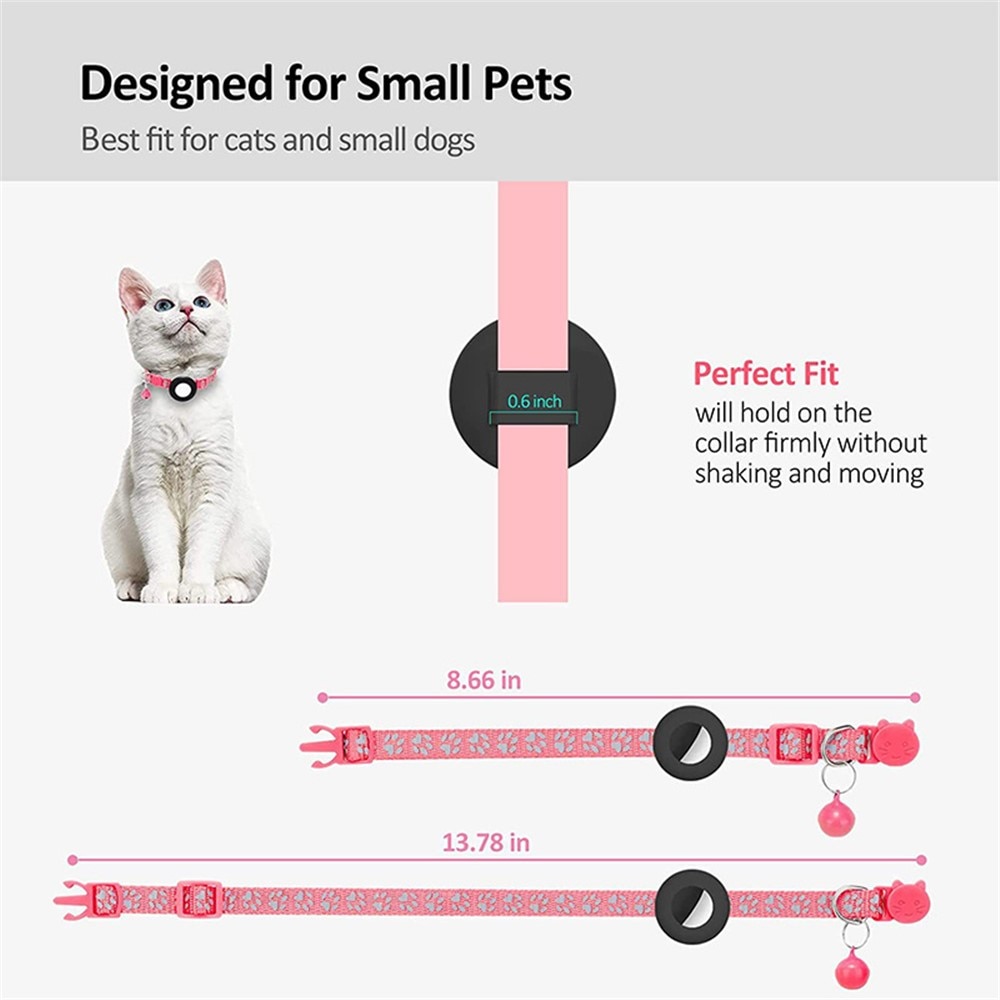 Apple AirTag Cat Collar with Reflective Paw Print  Pink