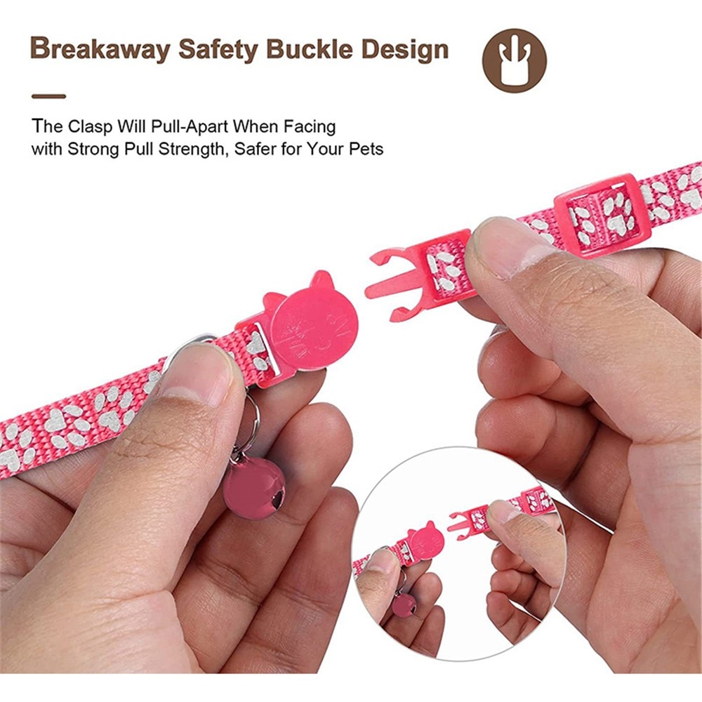 Apple AirTag Cat Collar with Reflective Paw Print  Pink
