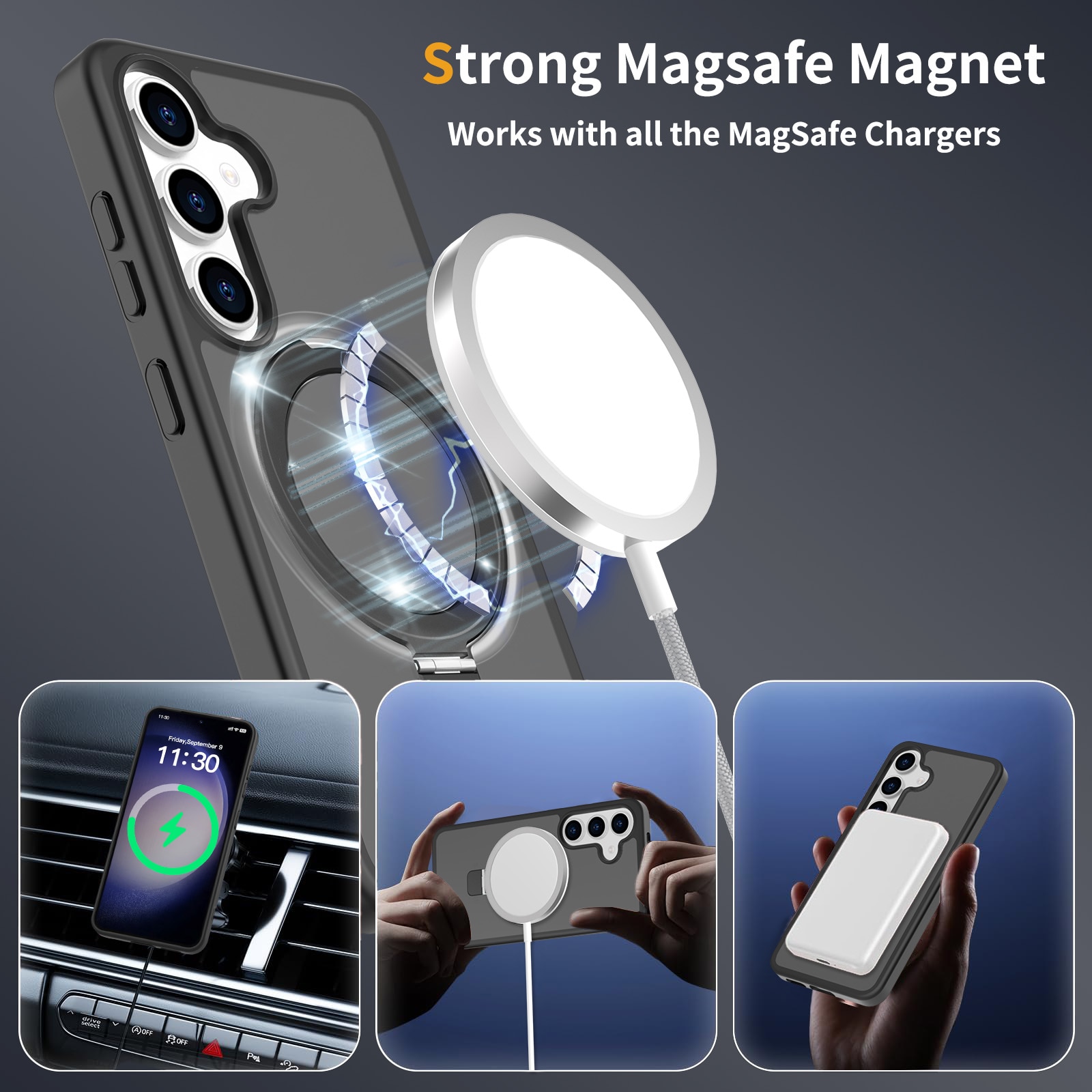 Samsung Galaxy S24 Hybrid Case Magnetic Ring Black