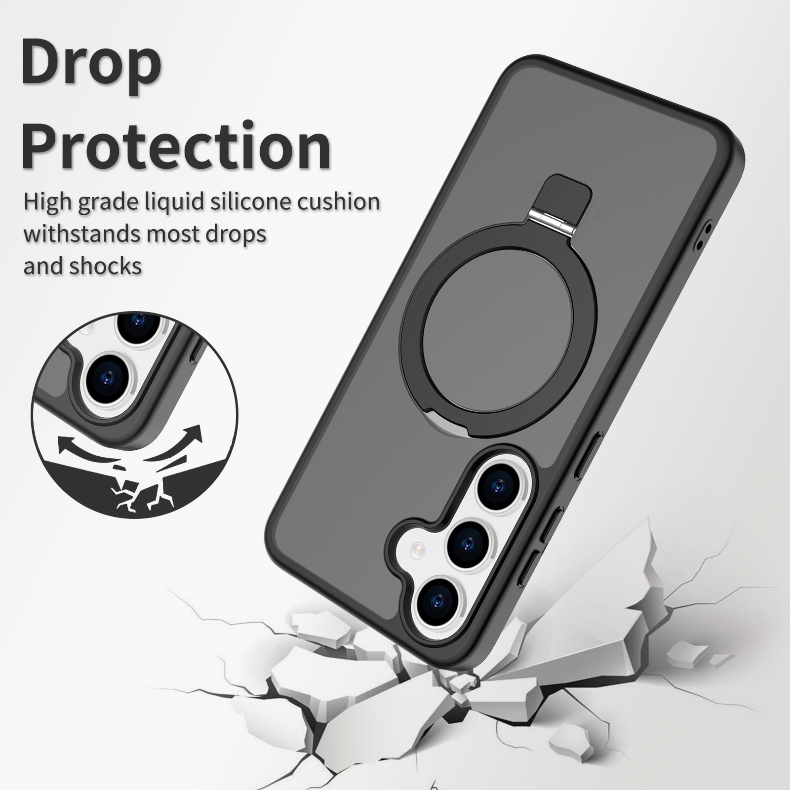 Samsung Galaxy S24 Hybrid Case Magnetic Ring Black