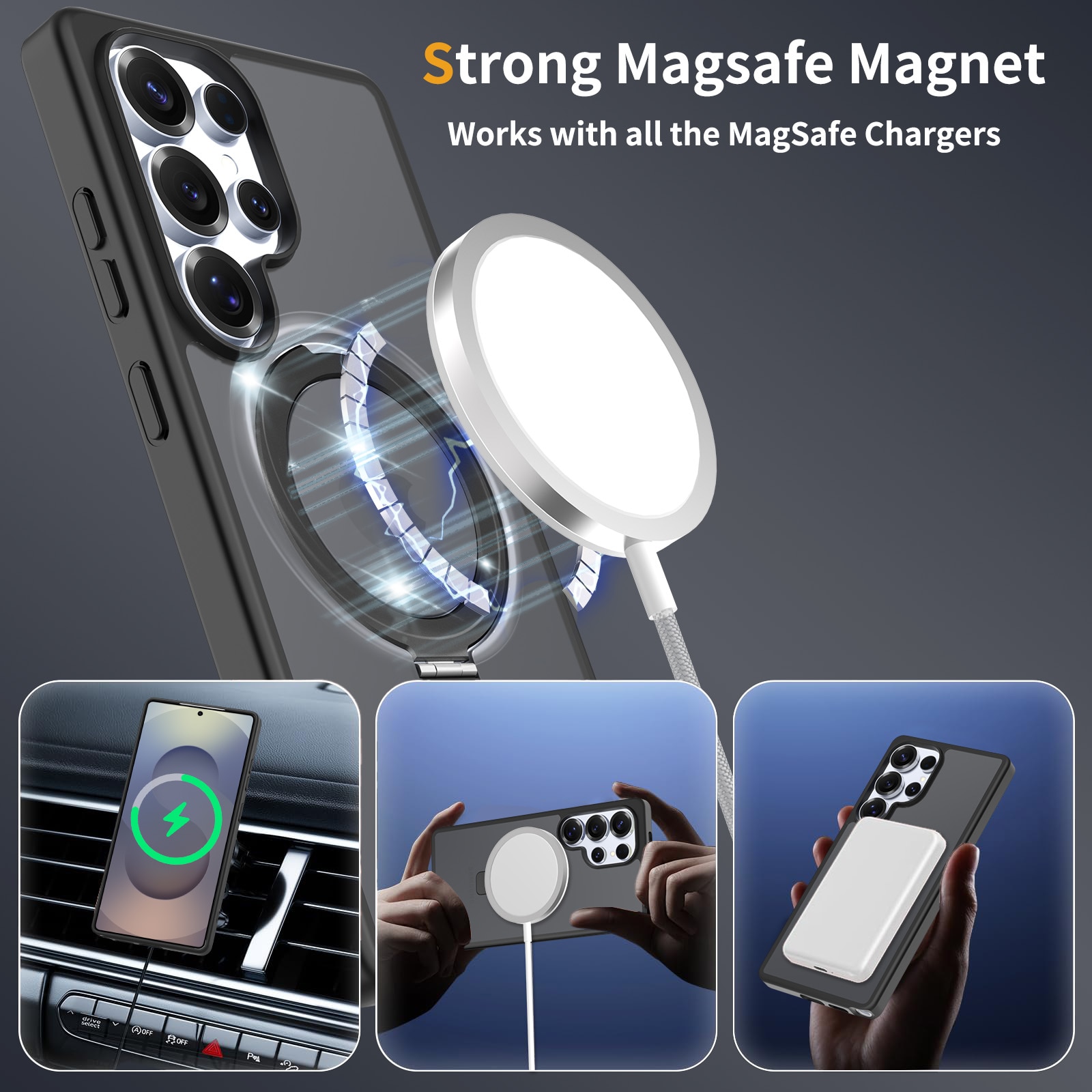 Samsung Galaxy S25 Ultra Hybrid Case Magnetic Ring Black