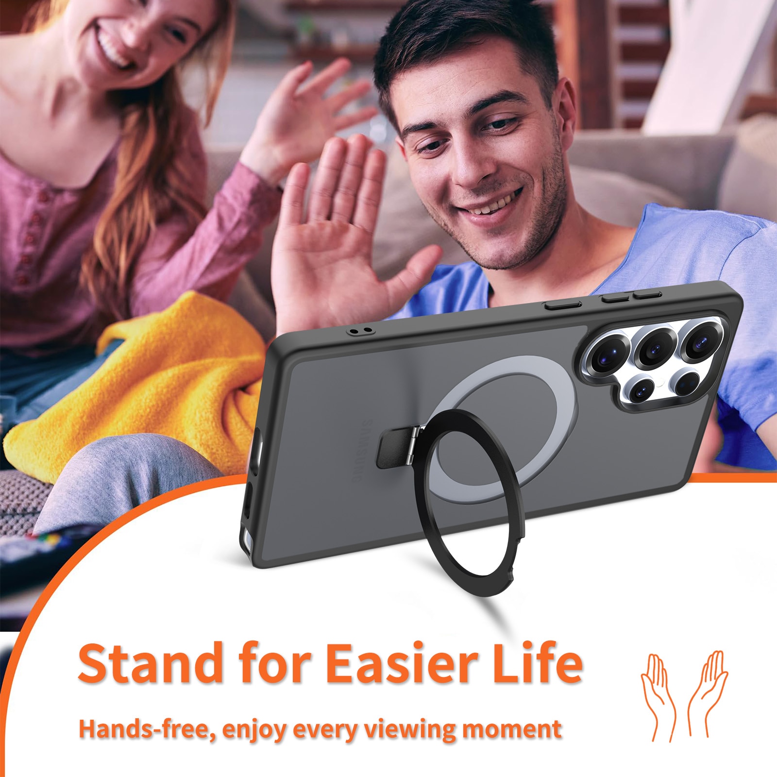 Samsung Galaxy S25 Ultra Hybrid Case Magnetic Ring Black