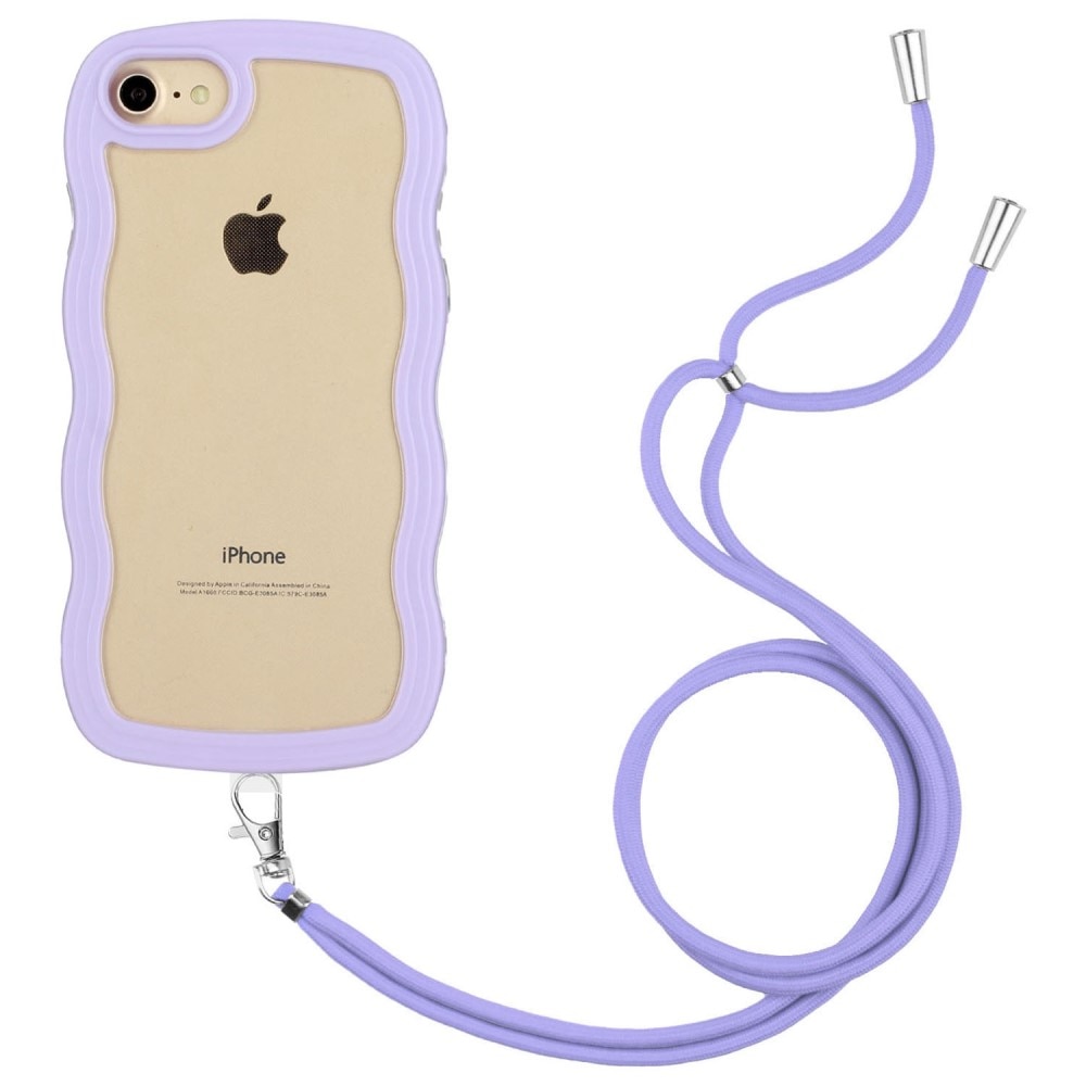iPhone 7/8/SE Wavy Edge Case Neck Strap Purple