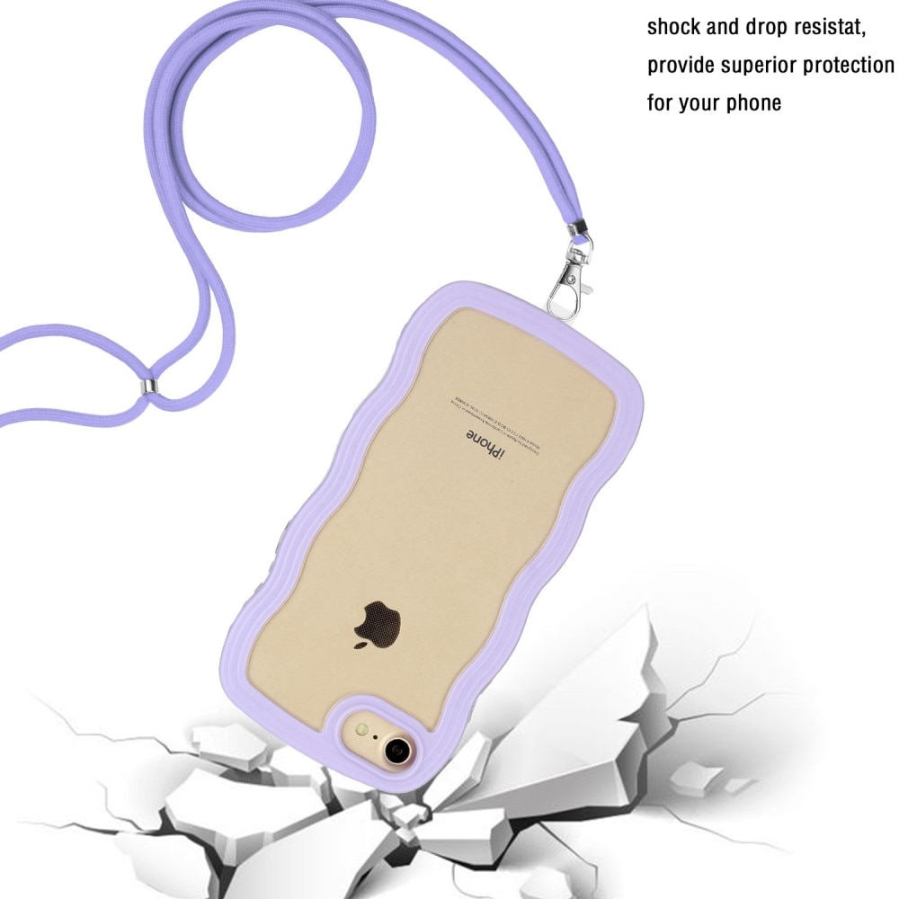 iPhone SE (2022) Wavy Edge Case Neck Strap Purple