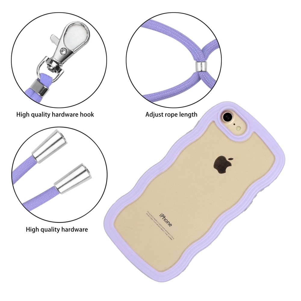 iPhone SE (2022) Wavy Edge Case Neck Strap Purple