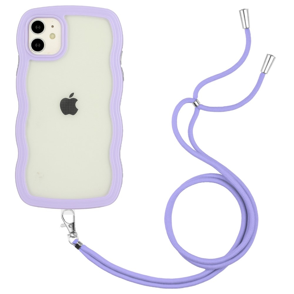 iPhone 11 Wavy Edge Case Neck Strap Purple