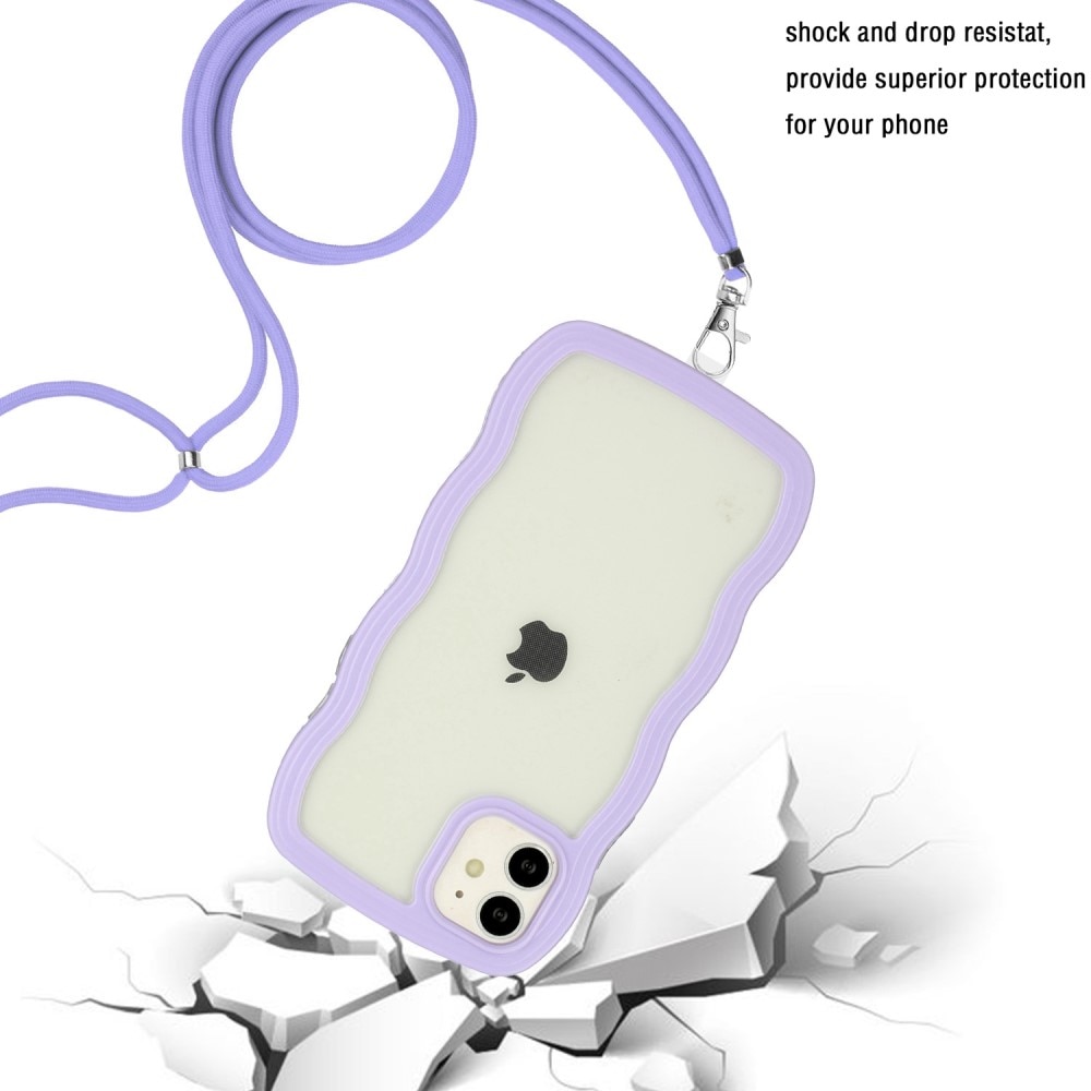 iPhone 11 Wavy Edge Case Neck Strap Purple