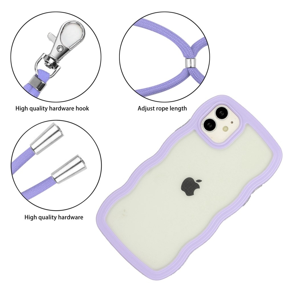 iPhone 11 Wavy Edge Case Neck Strap Purple