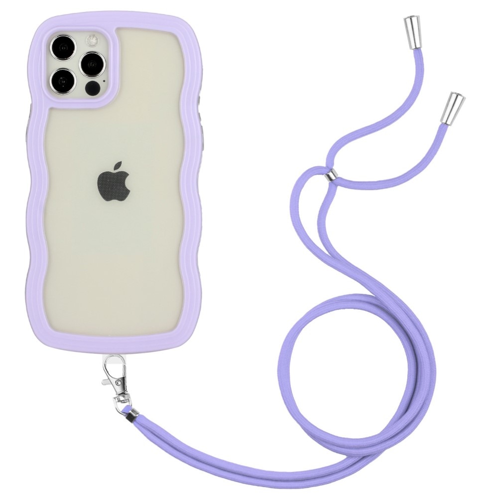 iPhone 12/12 Pro Wavy Edge Case Neck Strap Purple