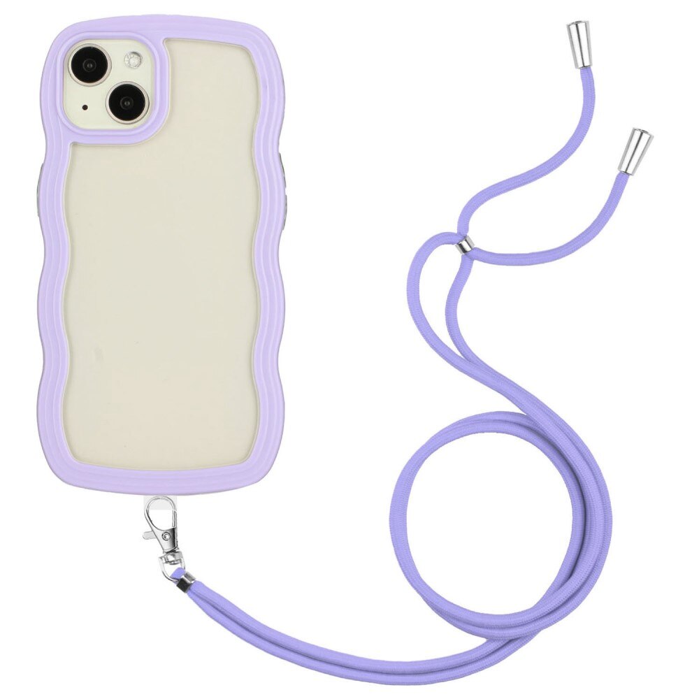 iPhone 13 Wavy Edge Case Neck Strap Purple