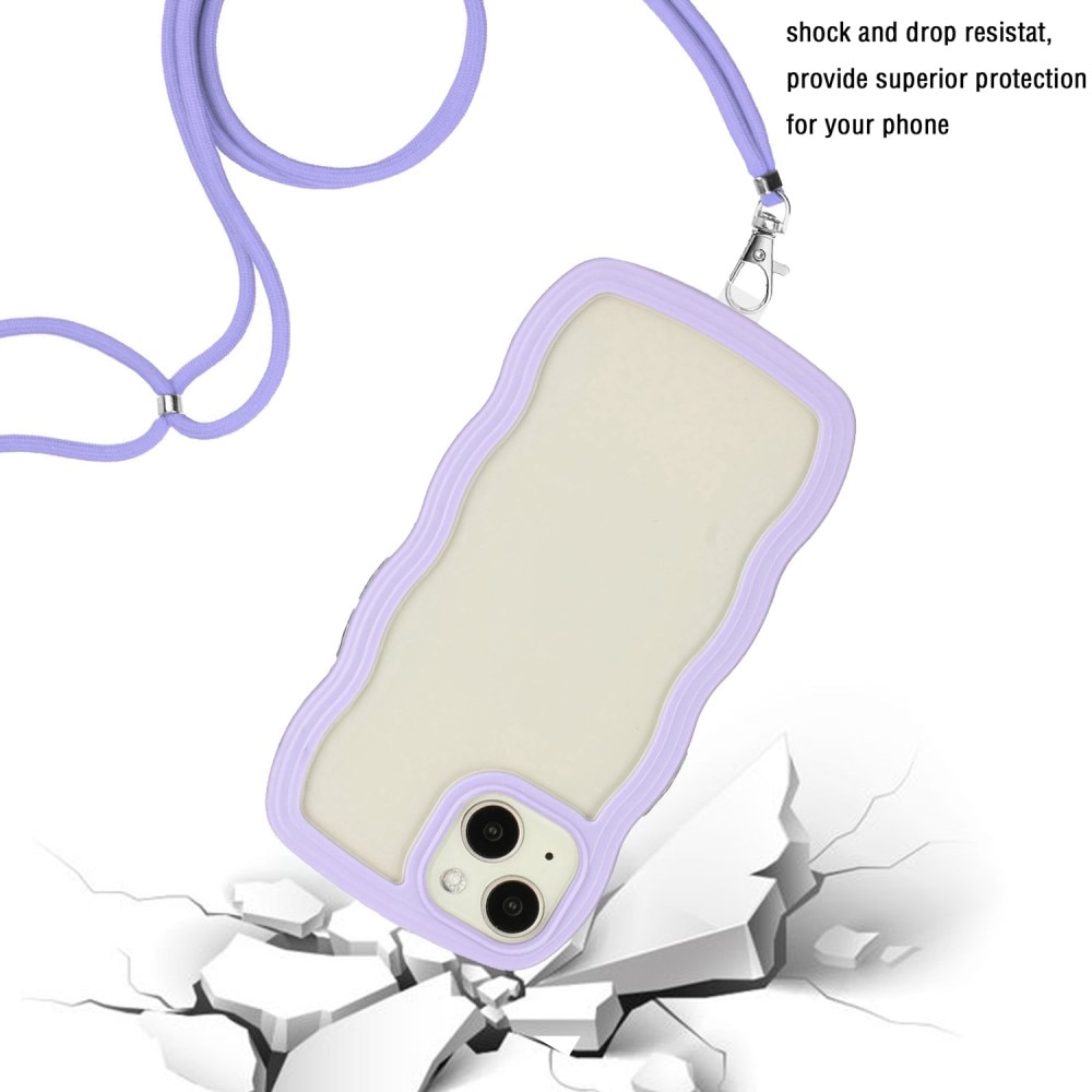 iPhone 13 Wavy Edge Case Neck Strap Purple
