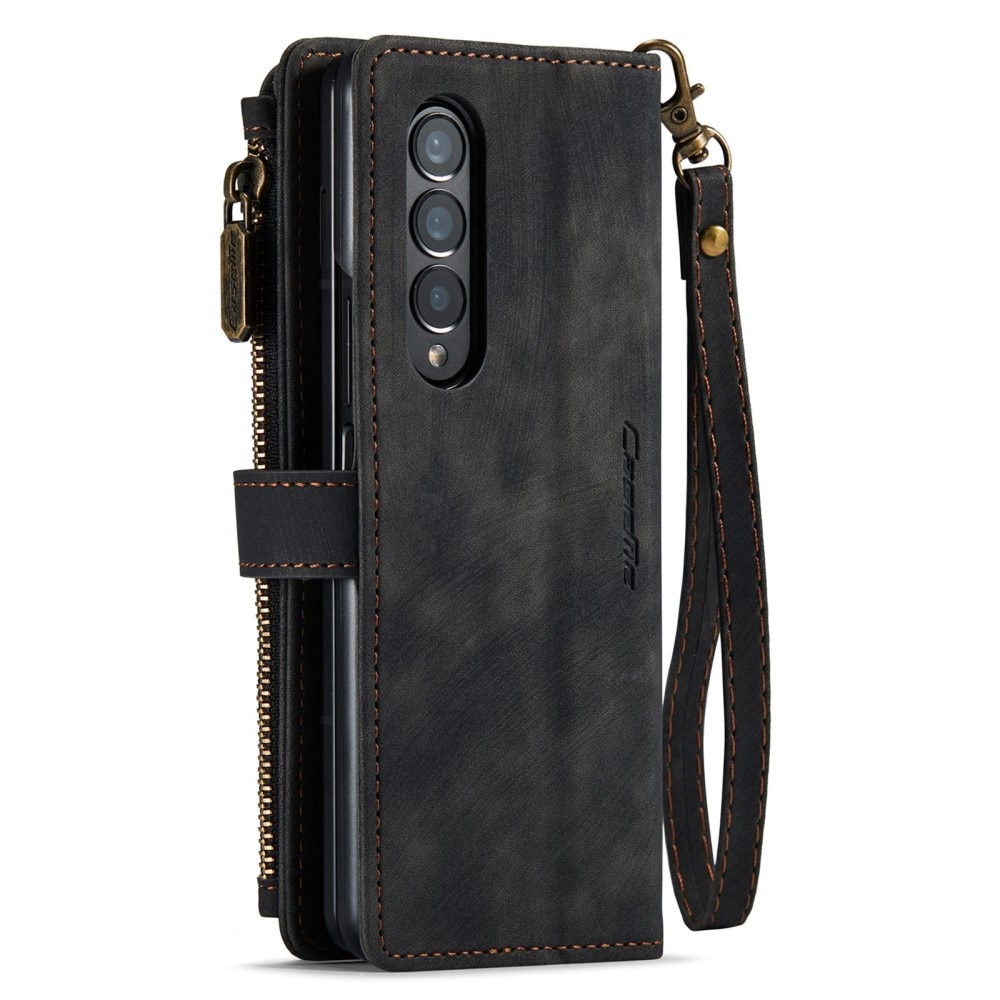 Samsung Galaxy Z Fold 4 Zipper Wallet Book Cover Black