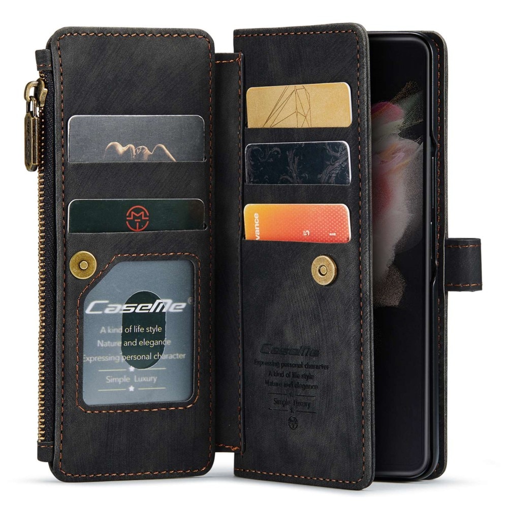 Samsung Galaxy Z Fold 4 Zipper Wallet Book Cover Black