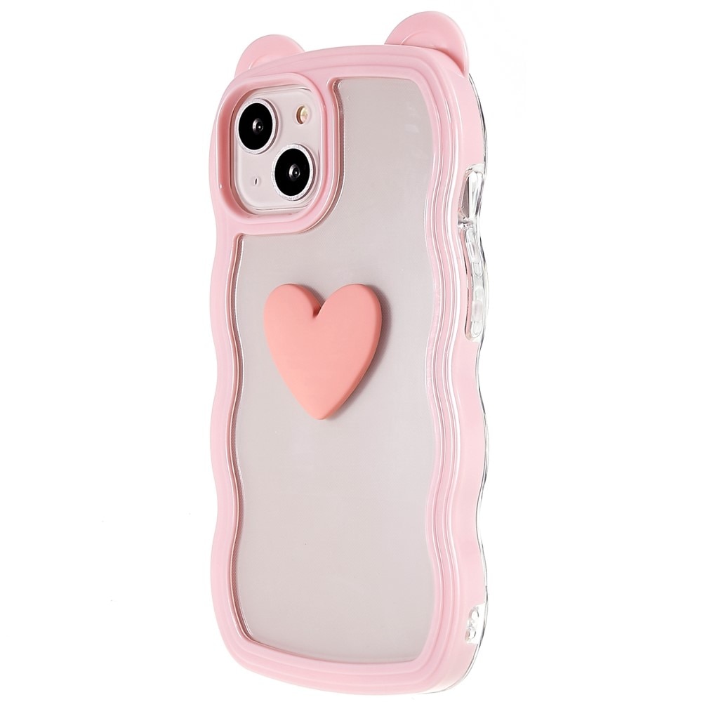 iPhone 13 Wavy Edge Heart Case Pink