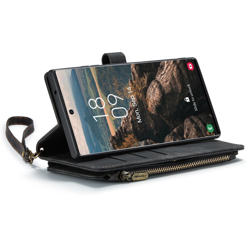 Samsung Galaxy S22 Ultra Zipper Wallet Book Cover Black