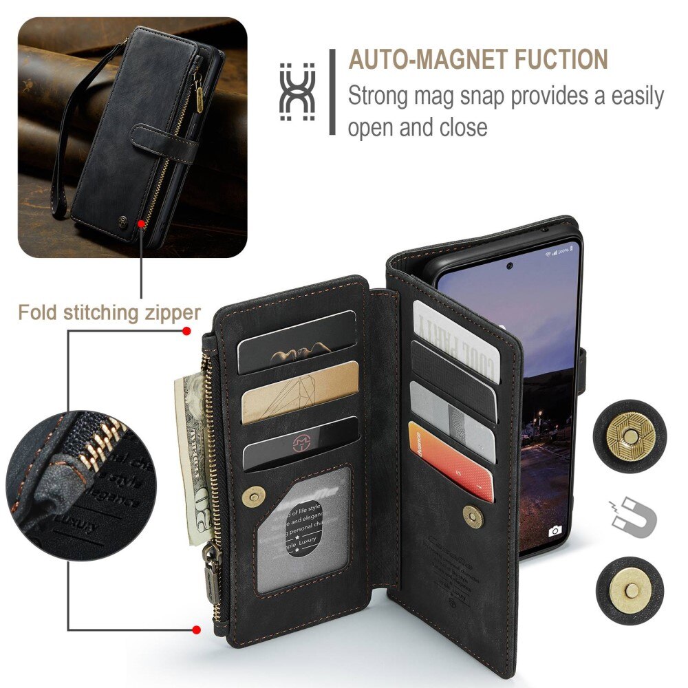 Samsung Galaxy A33 Zipper Wallet Book Cover Black