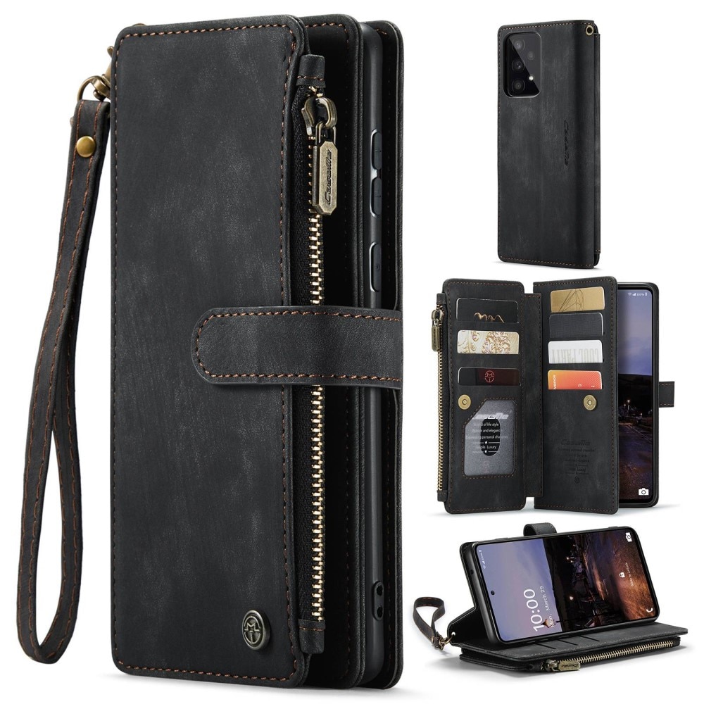 Samsung Galaxy A33 Zipper Wallet Book Cover Black