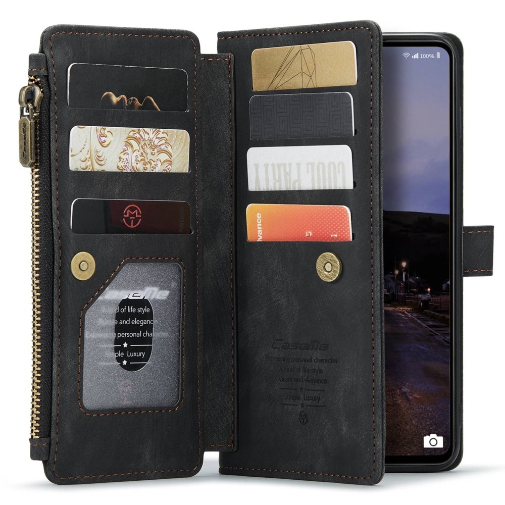 Samsung Galaxy A33 Zipper Wallet Book Cover Black