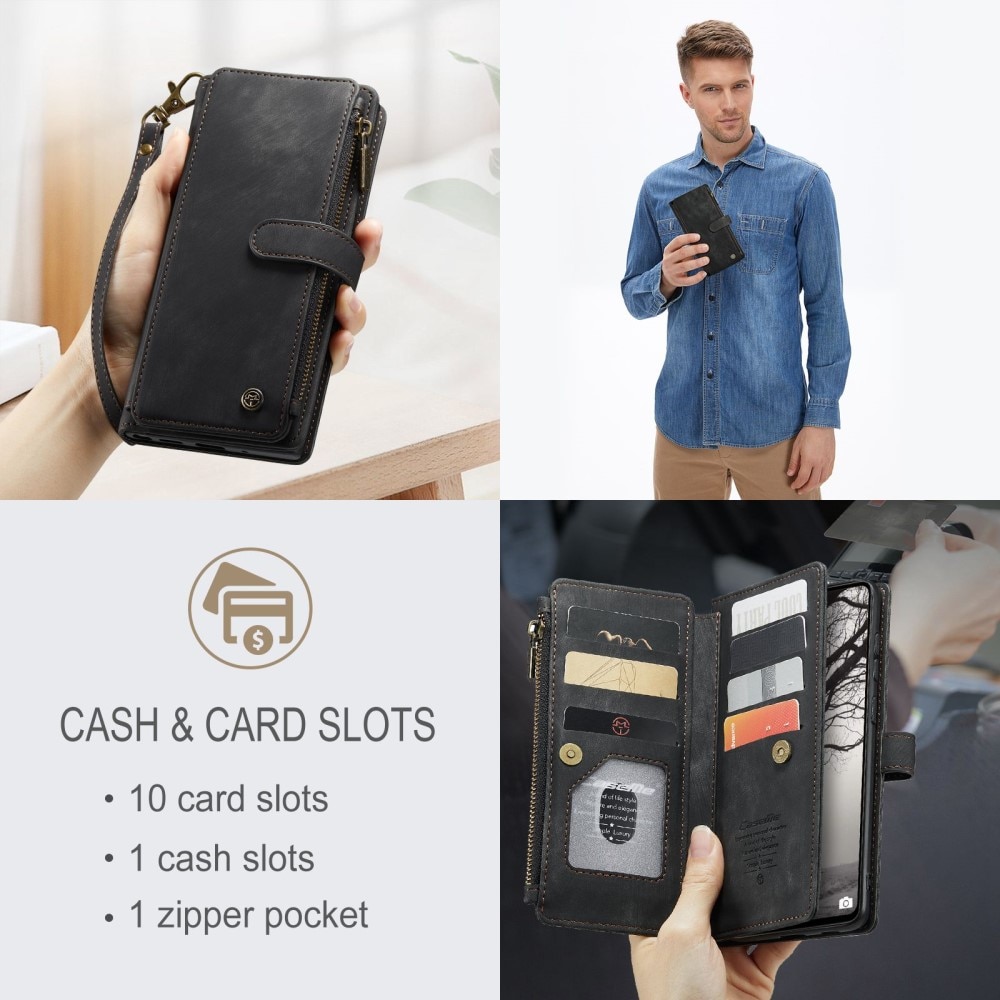 Samsung Galaxy A53 Zipper Wallet Book Cover Black