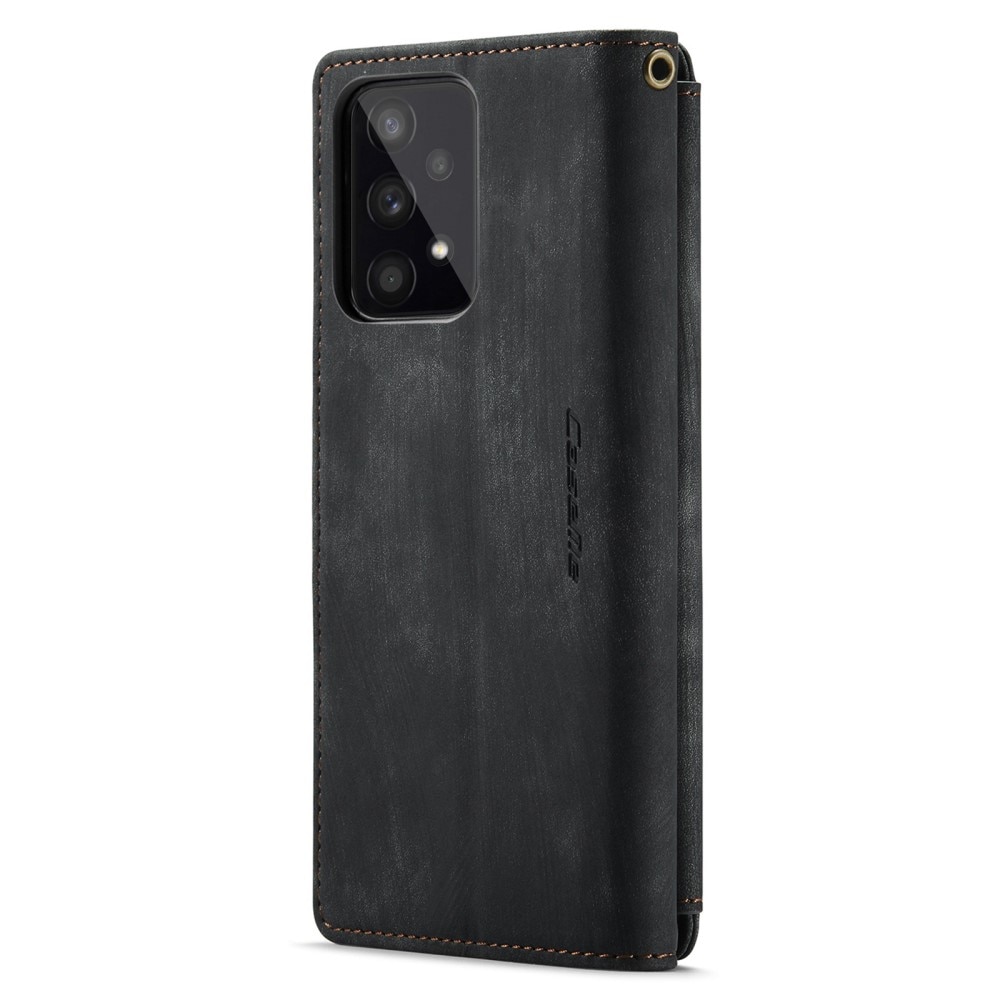 Samsung Galaxy A53 Zipper Wallet Book Cover Black