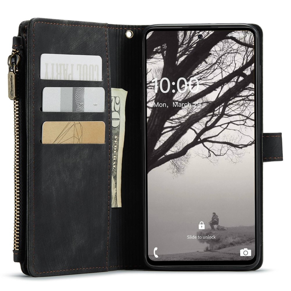 Samsung Galaxy A53 Zipper Wallet Book Cover Black